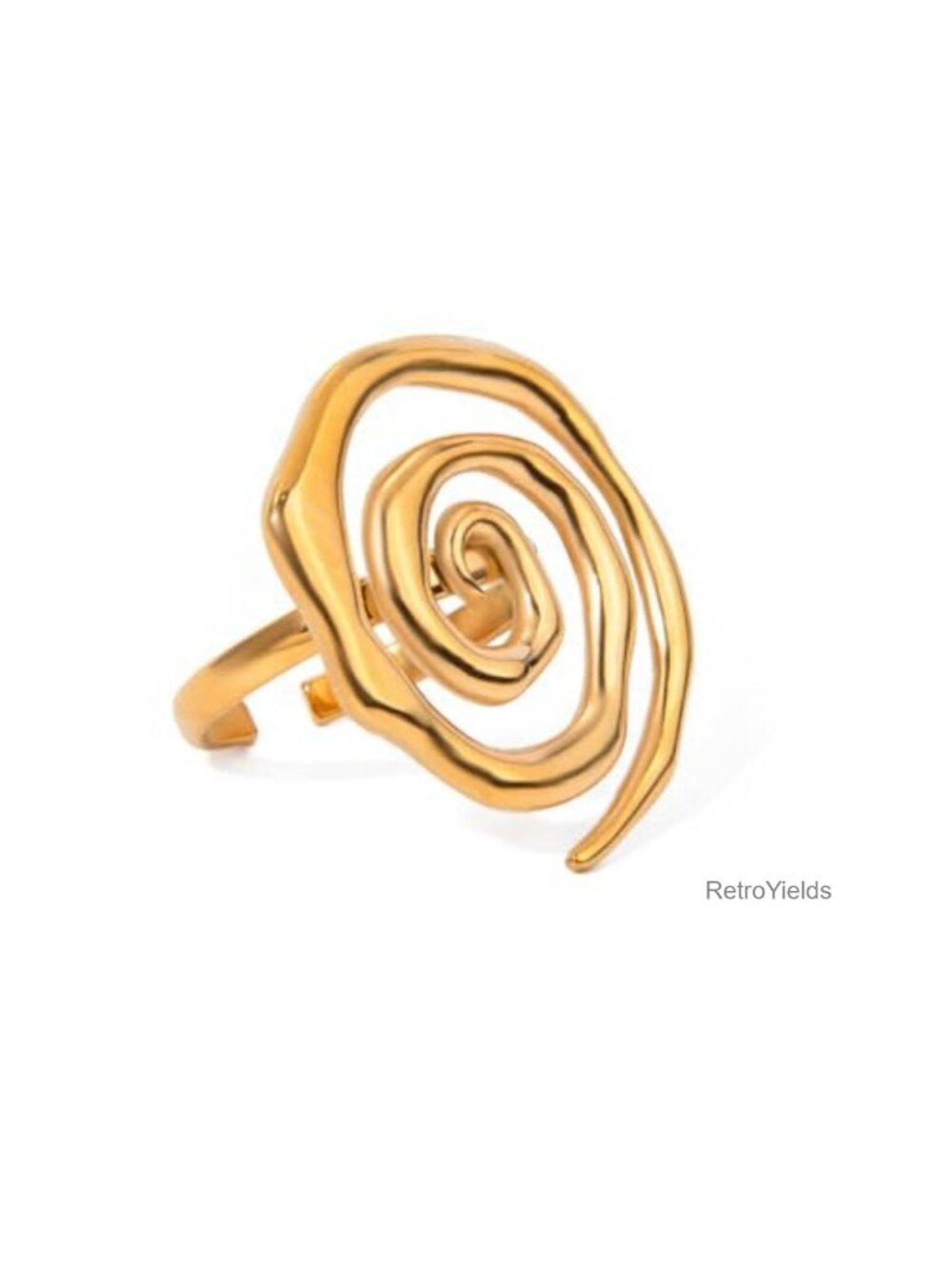 Adjustable Stainless Steel Spiral Open Ring Statement Minimalist Wrap Band